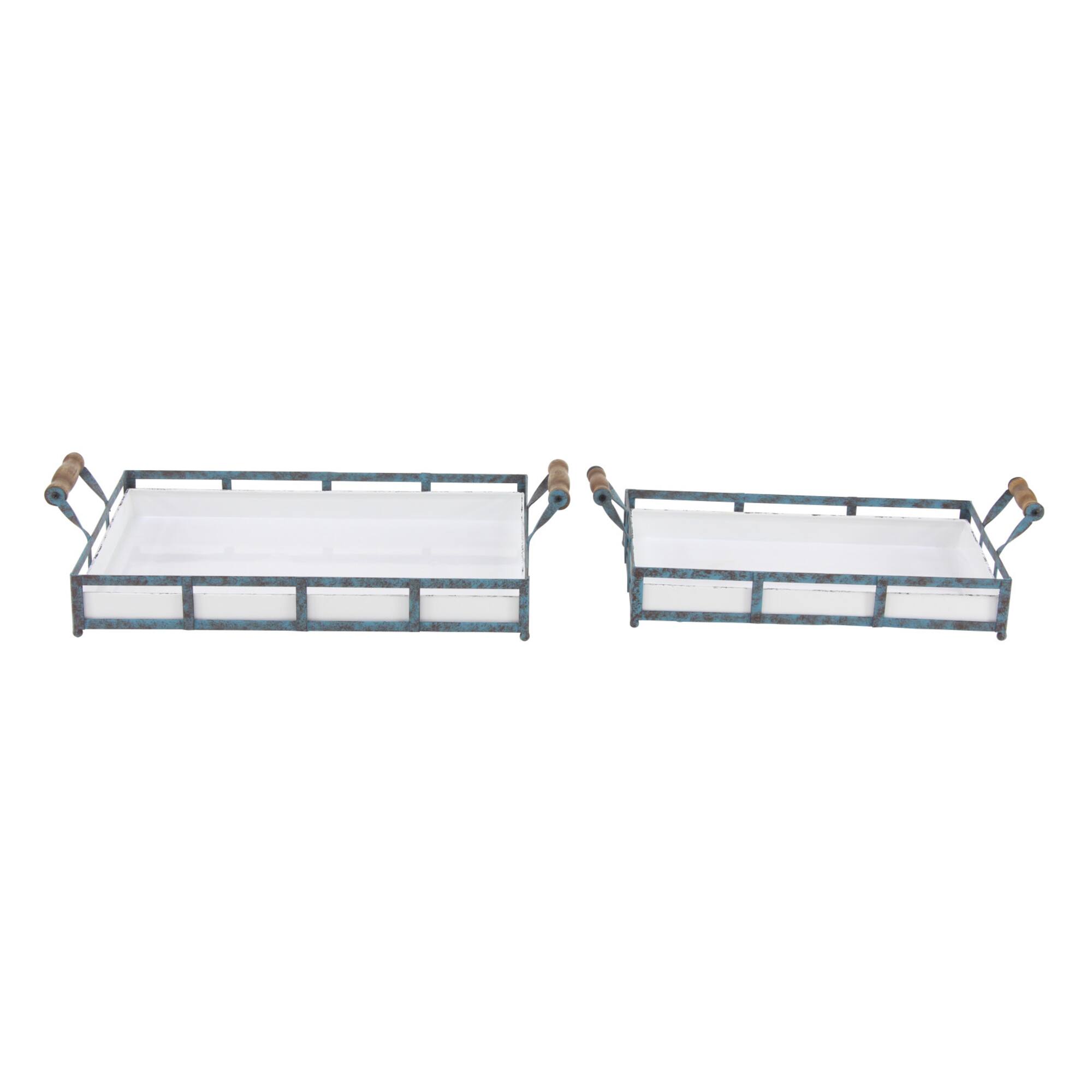Blue Metal Farmhouse Tray Set